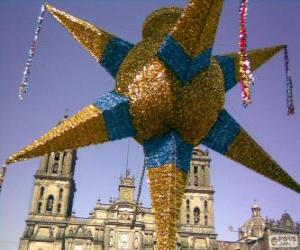 Puzzle Το παραδοσιακό piñata στο Μεξικό στα Χριστούγεννα, ένα εννέα-δειγμένο αστέρι, το αστέρι της Βηθλεέμ